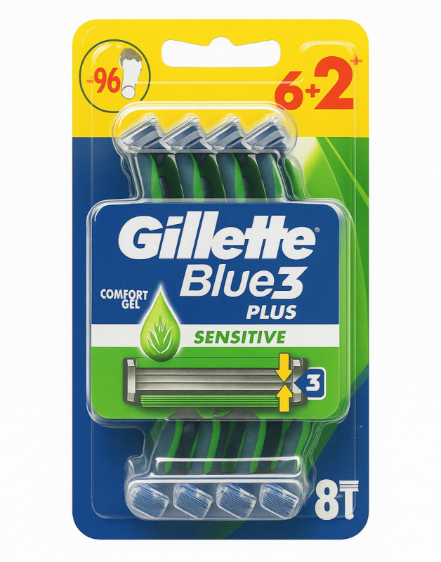 Gillette Blue 3 Sensitive (8 шт) Одноразові станки для гоління