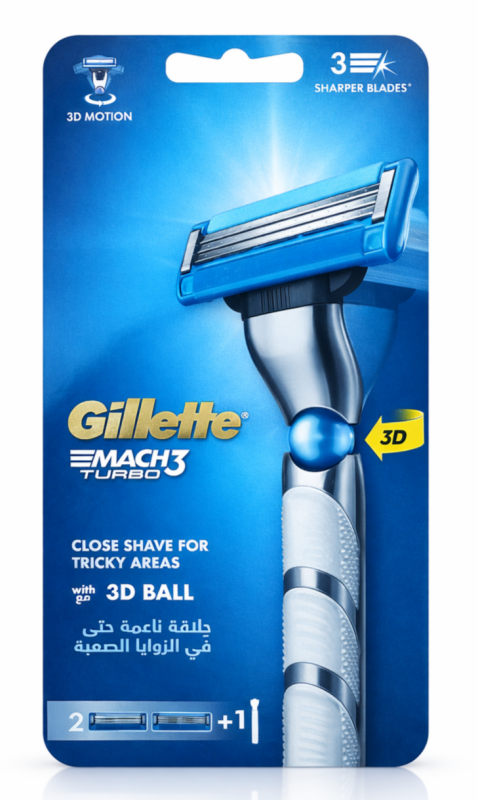 Gillette Mach3 Turbo 2 Станок для гоління чоловічий (Ручка+2 картриджі)