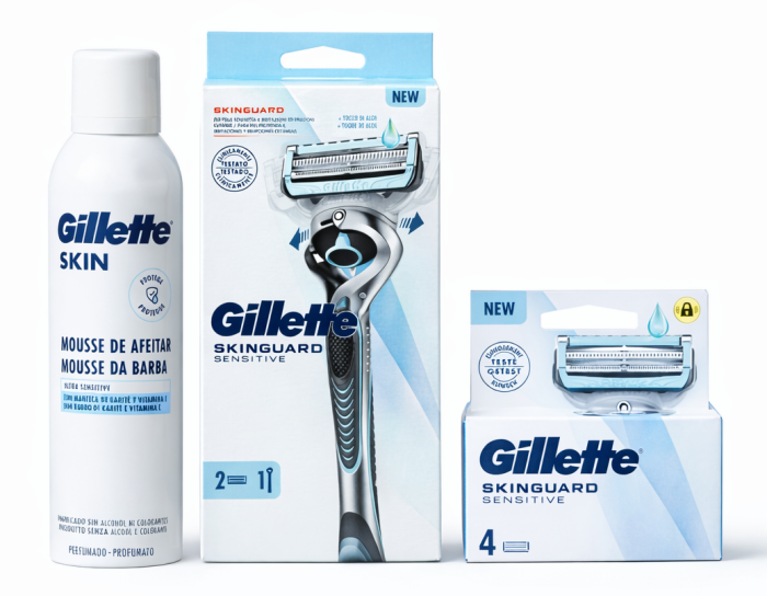 Gillette Skinguard Станок 2 картриджі + Skinguard (4 шт) + Skinguard Піна для гоління 240мл + 🎁Косметичка
