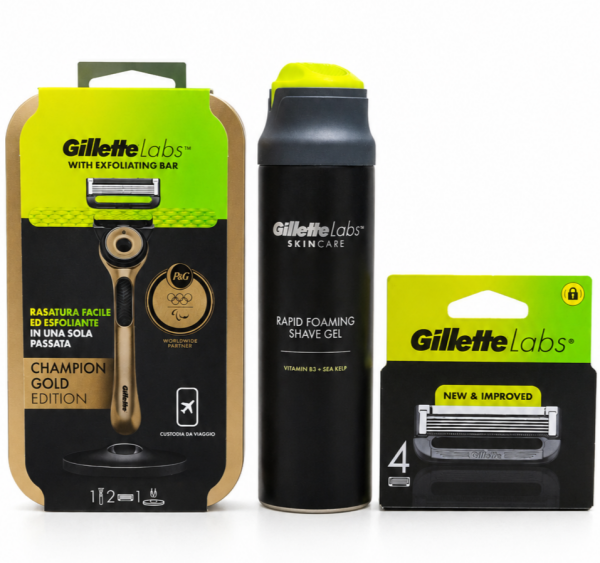 Gillette Labs Gold 2 Станок для гоління+Labs (4 шт)+Labs Гель для гоління 198мл+🎁Брендована косметичка