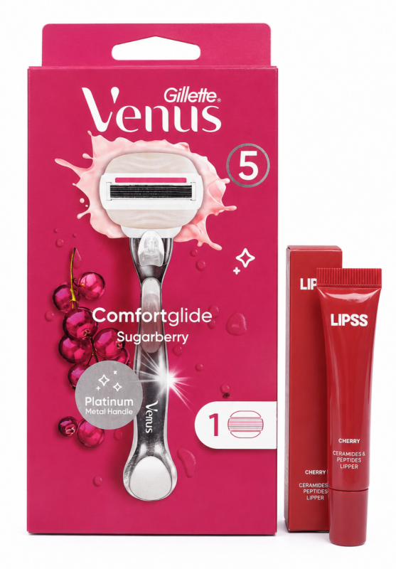Venus Sugarberry Станок 1 картридж + Lipper Lipss Блиск для губ Cherry (Вишня) 9мл