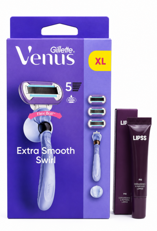 Venus Swirl Flexball Станок 3 картриджі + тримач + Lipper Lipss Блиск для губ Fig (Інжир) 9мл