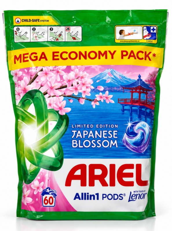 Ariel 60 шт Japanese Blossom 4-х компонентні капсули для прання