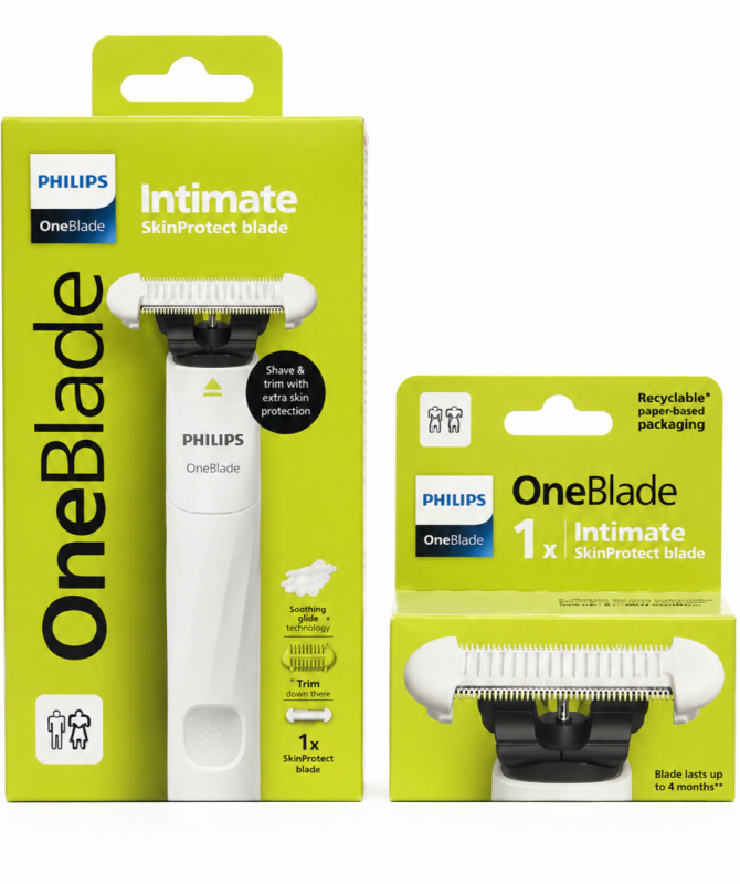 Philips OneBlade Intimate Триммер-шейвер+рукавичка + OneBlade Intimate (1шт) змінний картридж
