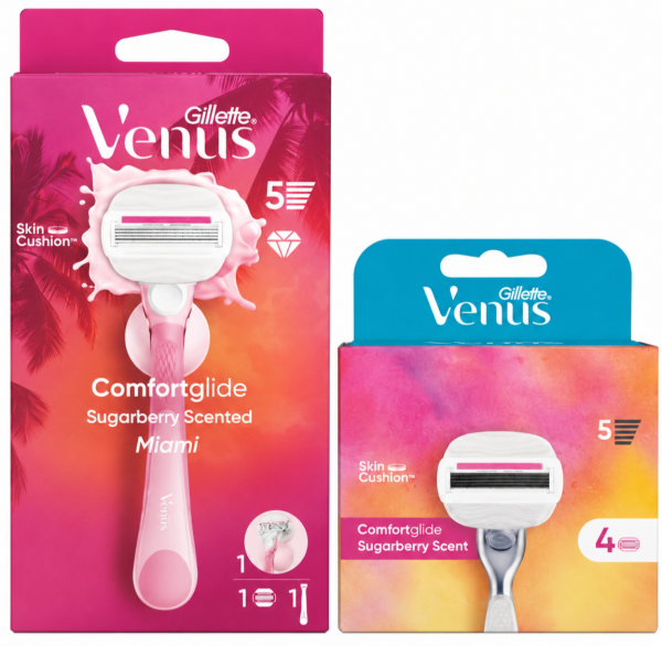 Venus Olay Miami Станок 1 картридж+тримач+Venus Olay Sugarberry Limited edition (4шт) змінні картриджі