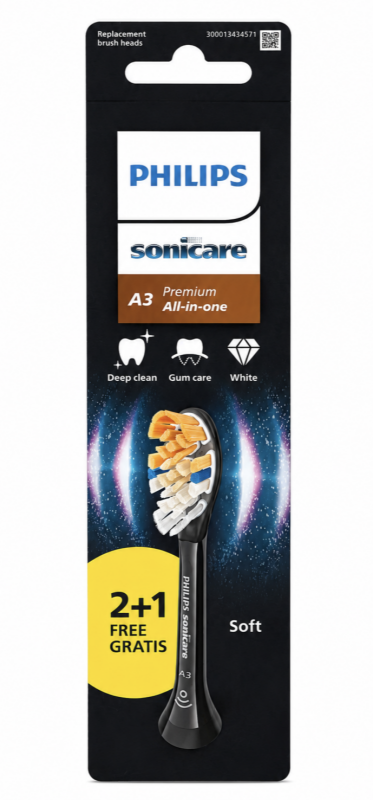 Philips Sonicare A3 Premium All in One (3 шт) Чорні Насадки для електричної щітки