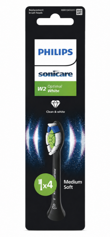 Philips Sonicare W2 Optimal White (4шт) Чорні Насадки для електричної щітки