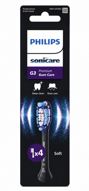 Philips Sonicare G3 Premium Gum Care (4 шт) Чорні Насадки для електричної щітки