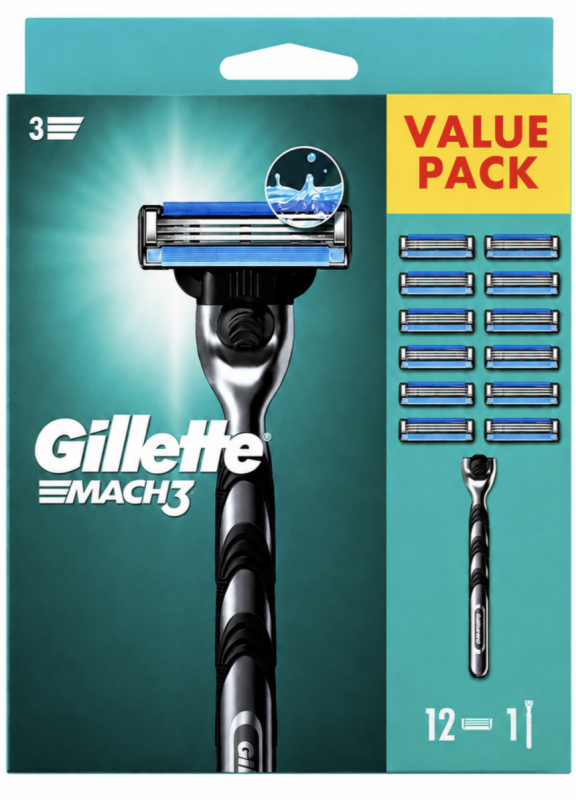 Gillette Mach 3 Станок + 12 змінних картриджів New Pack