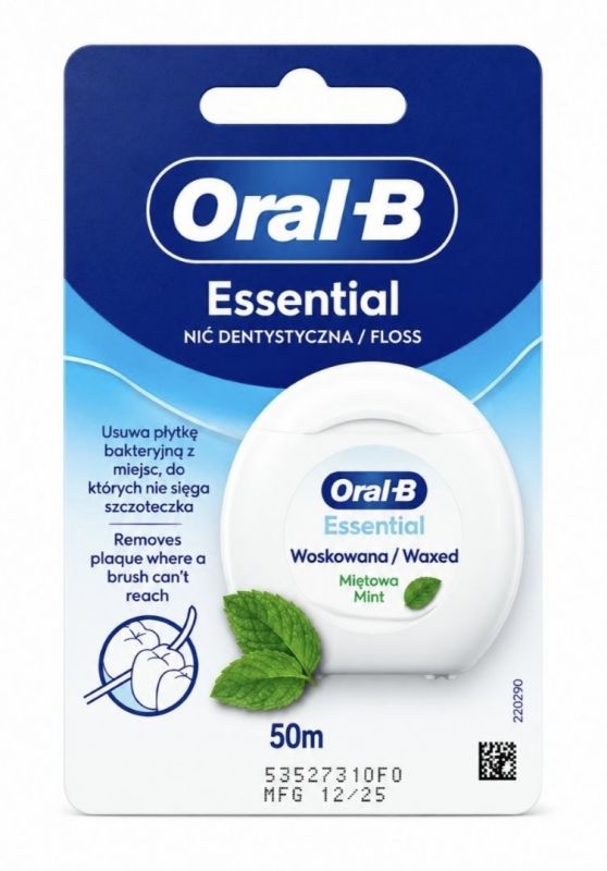 Oral-B Essential Mint Зубна нитка (вощена) з м'ятним смаком 50 м